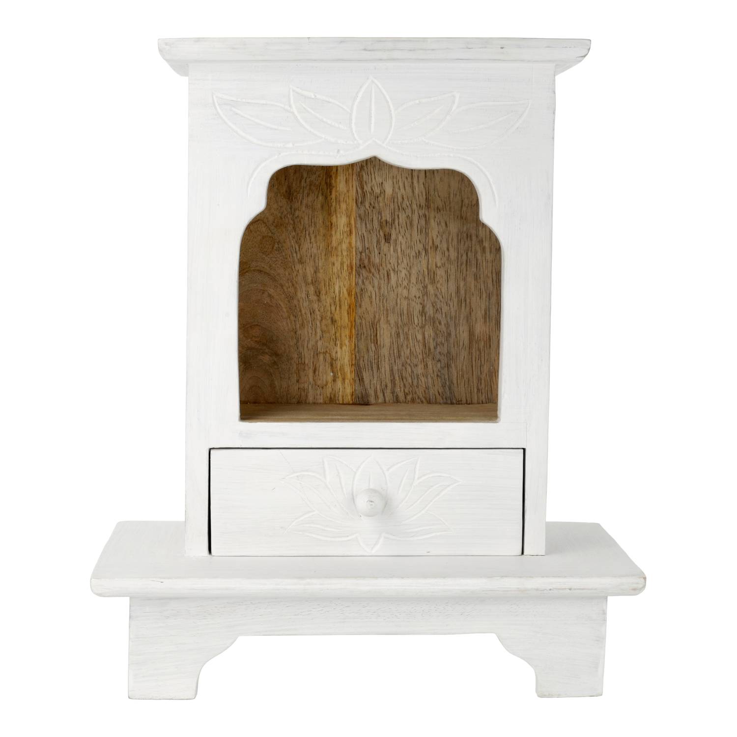 Altar auf Fuß Mangoholz Whitewash Seitenansicht