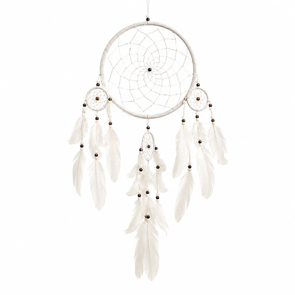Traumfänger Weiß 25 cm – Symbol für Schutz, Reinheit & Harmonie | Handgefertigter Dreamcatcher mit Federn