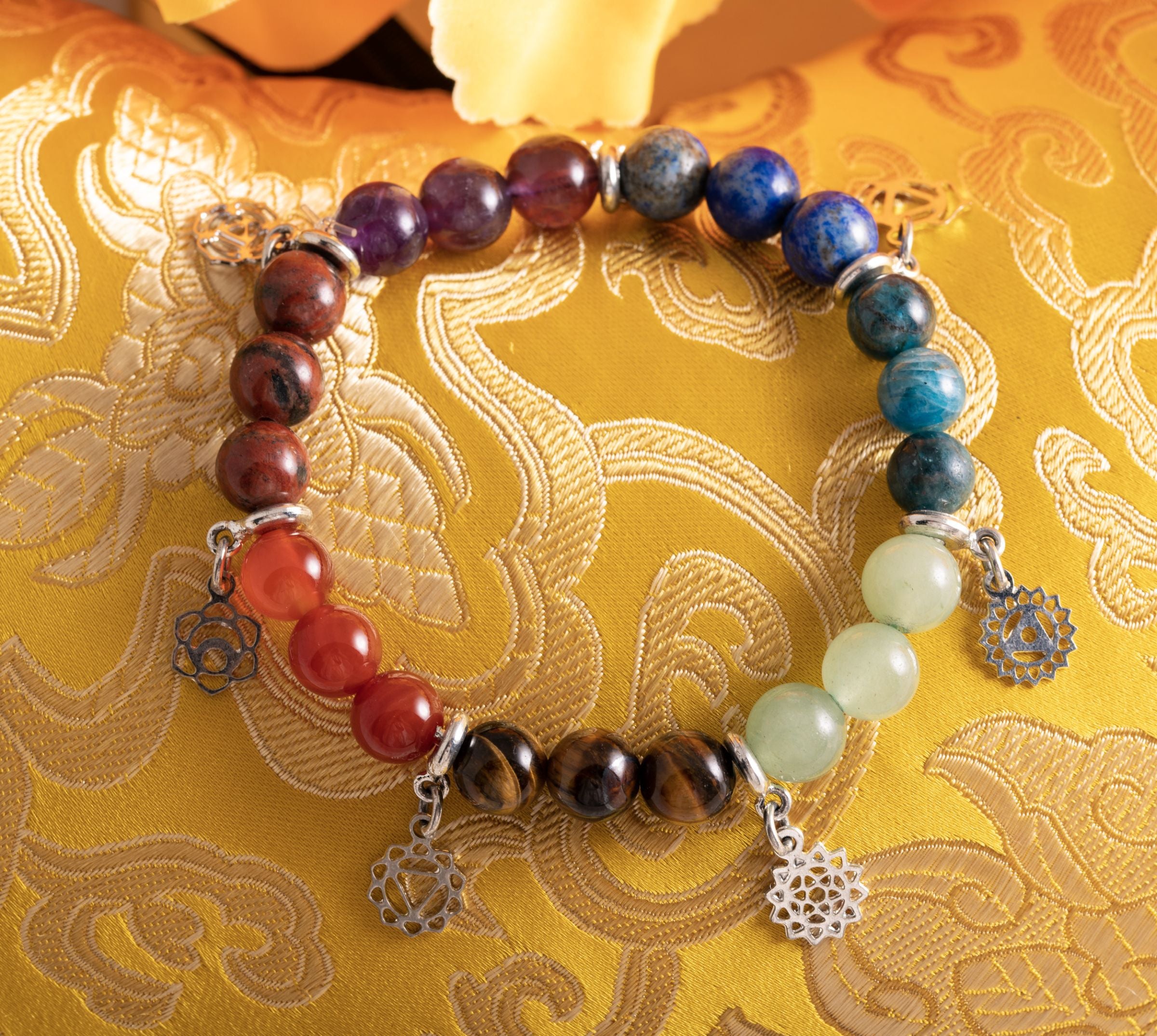 Armband mit Chakra Steinen und Chakra Charms – Ansicht 2