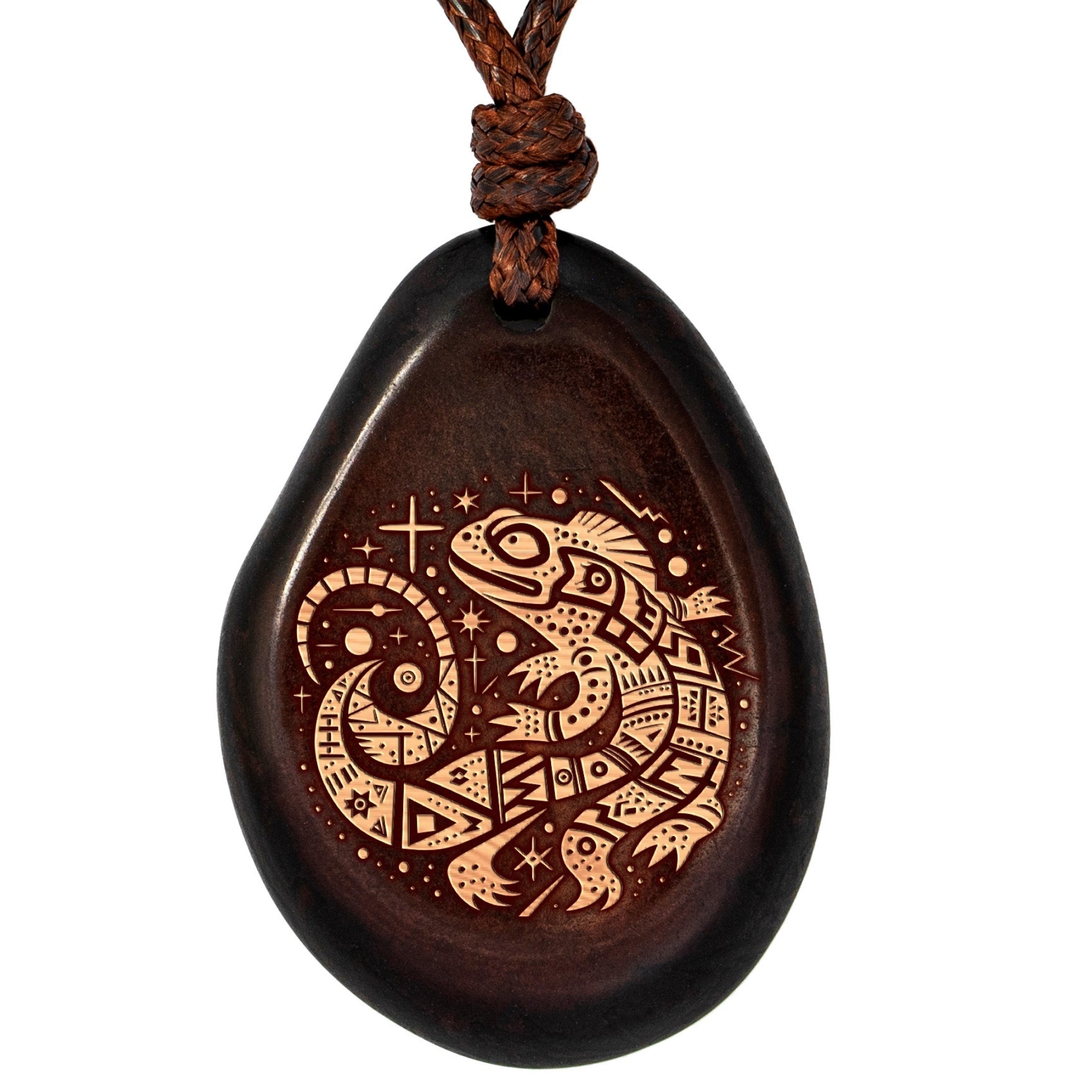 Taguanuss-Kette Braun Salamander – Seelenecho