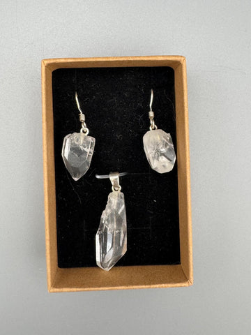 Rohstein Schmuckset mit Anhänger und Ohrhängern
