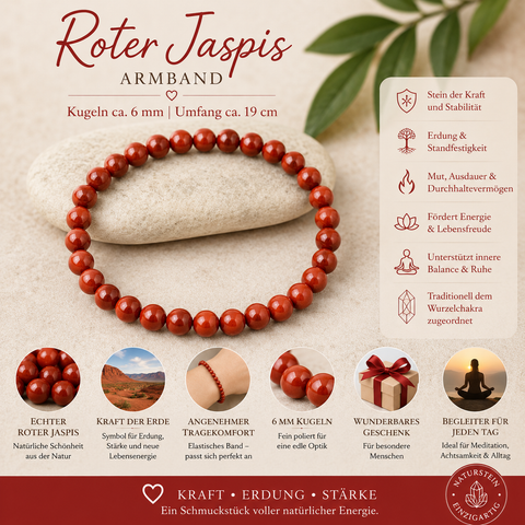 Roter Jaspis Armband – Kugeln ca. 6 mm | 19 cm
