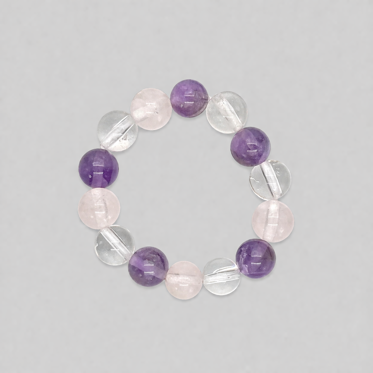 Edelstein Fingerring elastisch – Amethyst, Rosenquarz & Bergkristall | Harmonie & Balance