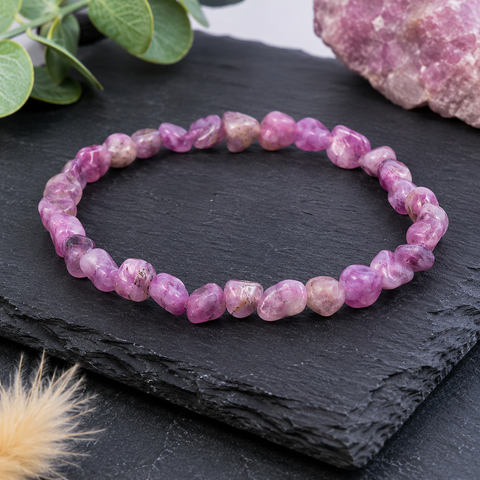 Lepidolith Armband Nugget ca. 0,5 x 0,7 cm – Gelassenheit, Ausgleich & innere Ruhe | Bedeutung & Wirkung