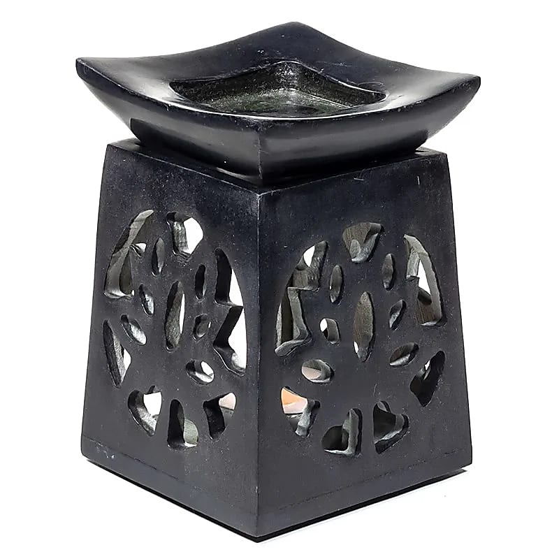 Duftlampe Lotus – schwarzer Speckstein