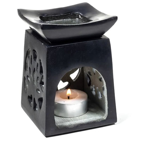 Duftlampe Lotus – schwarzer Speckstein