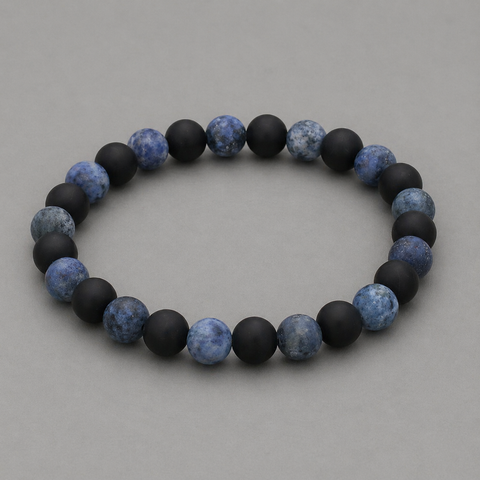 Dumortierit matt & Onyx matt Armband 8 mm – Ruhe, Fokus & innere Stabilität