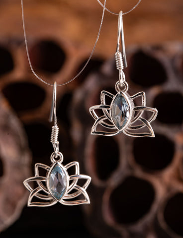 Lotus mit Topas Ohrringe – Ansicht 2