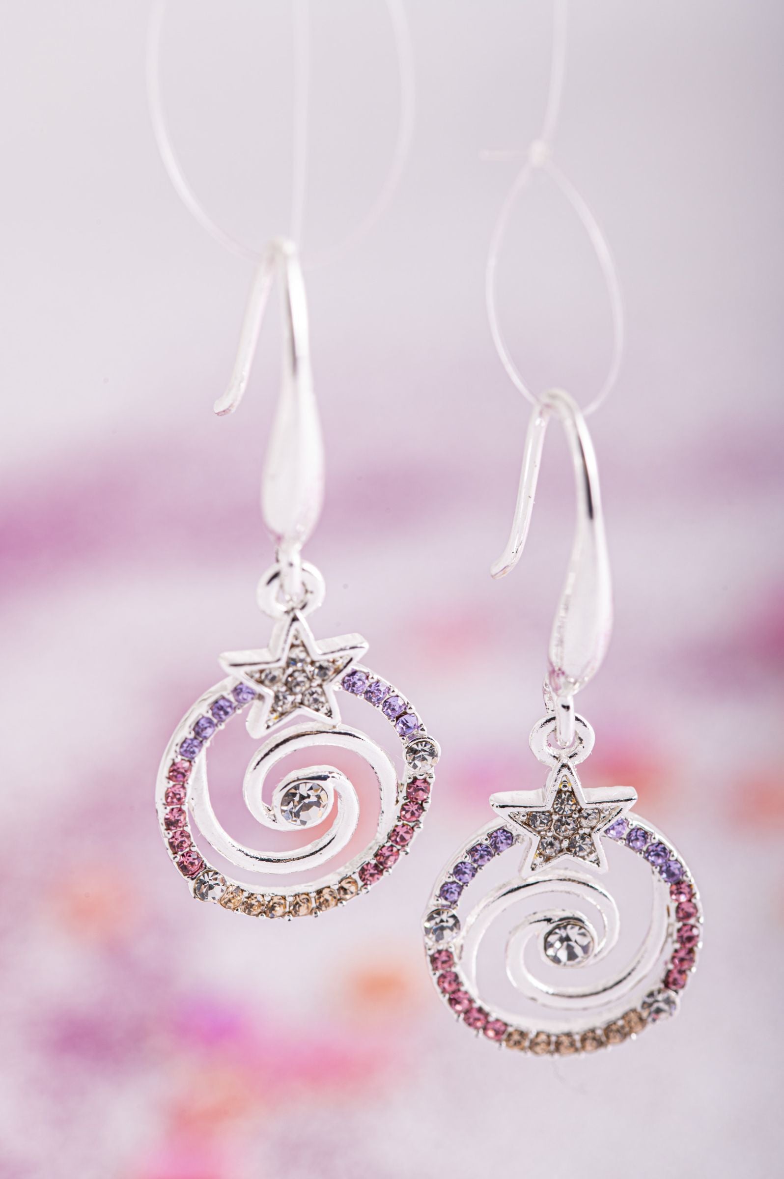 Spiralenstern Ohrhänger mit bunten Kristallen – Ansicht 2