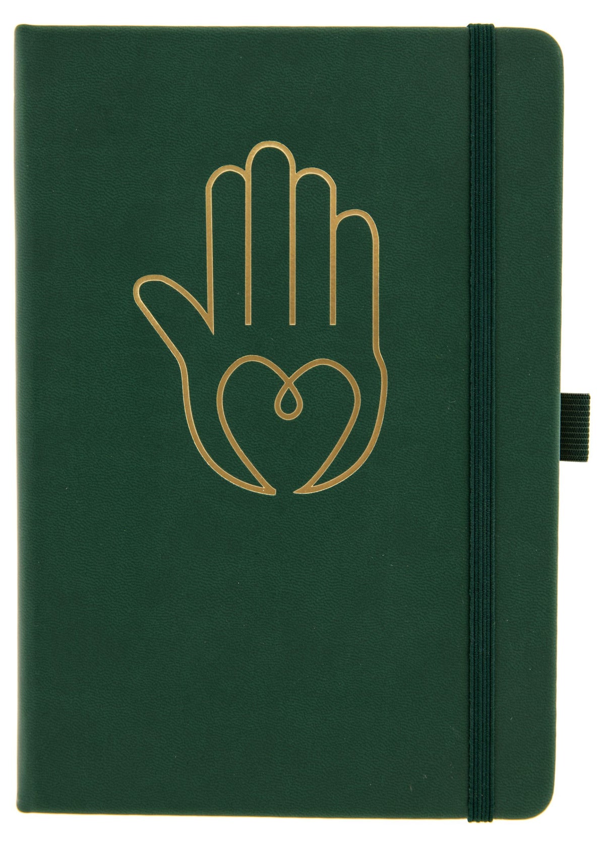 Yoga Schreibbuch grün A5, Hand – Seelenecho