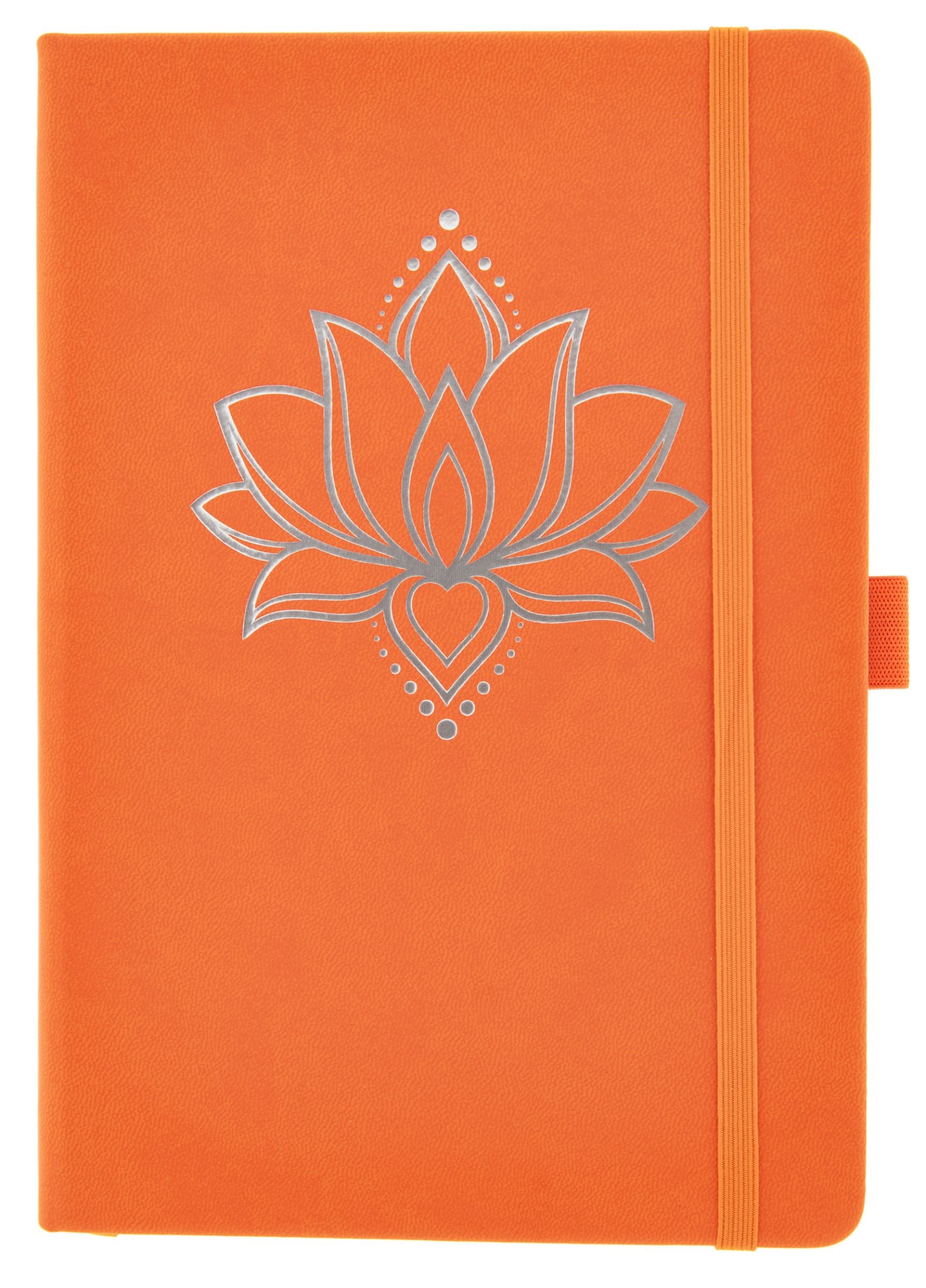 Yoga Schreibbuch orange A5, Lotus – Seelenecho