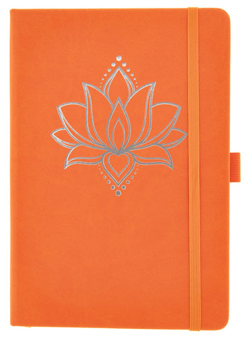 Yoga Schreibbuch orange A5, Lotus – Seelenecho