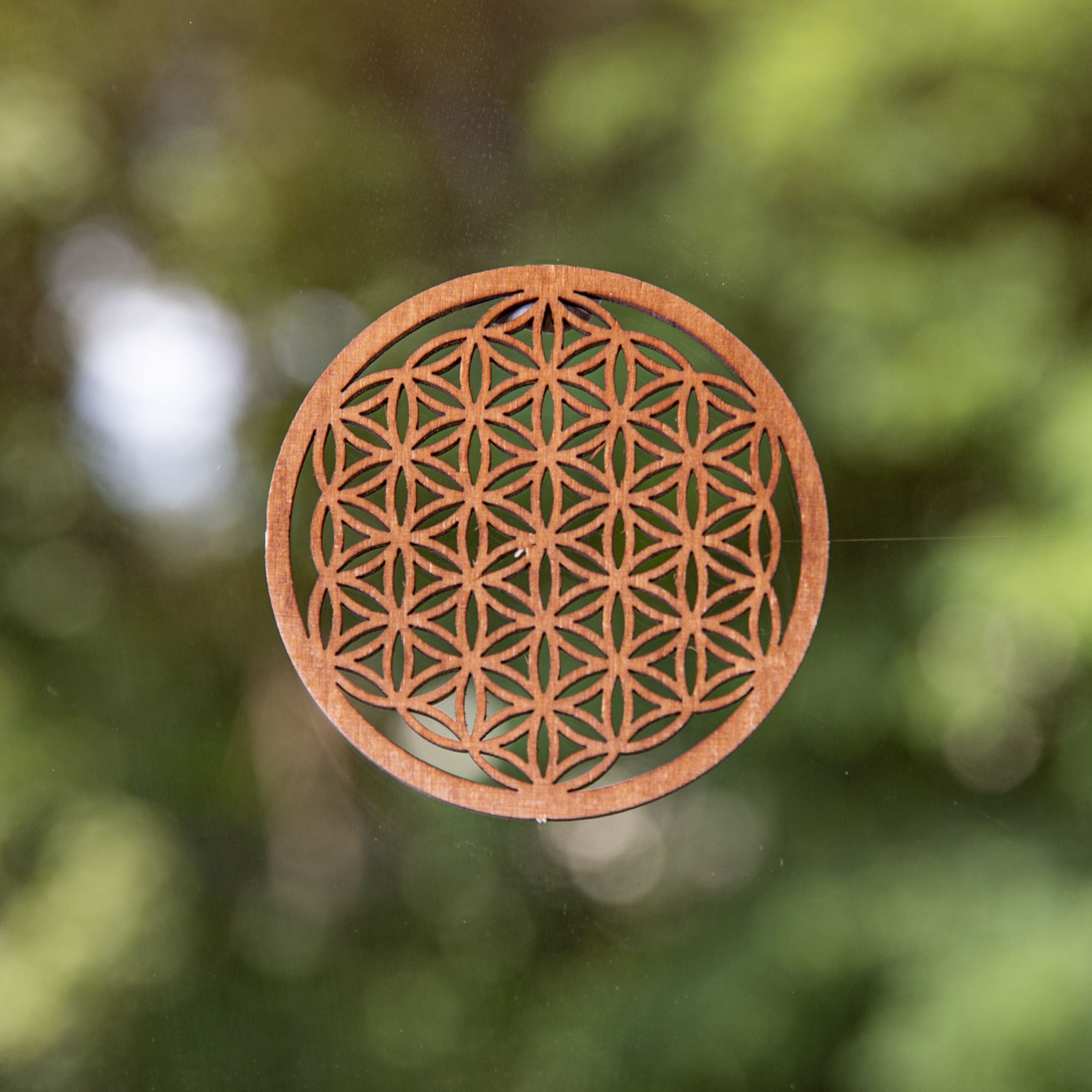 Blume des Lebens 6 cm, dunkelbraun aus Holz – Ansicht 2
