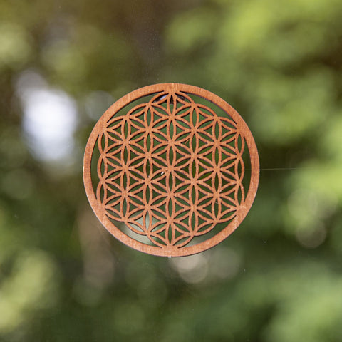 Blume des Lebens 6 cm, dunkelbraun aus Holz – Ansicht 2