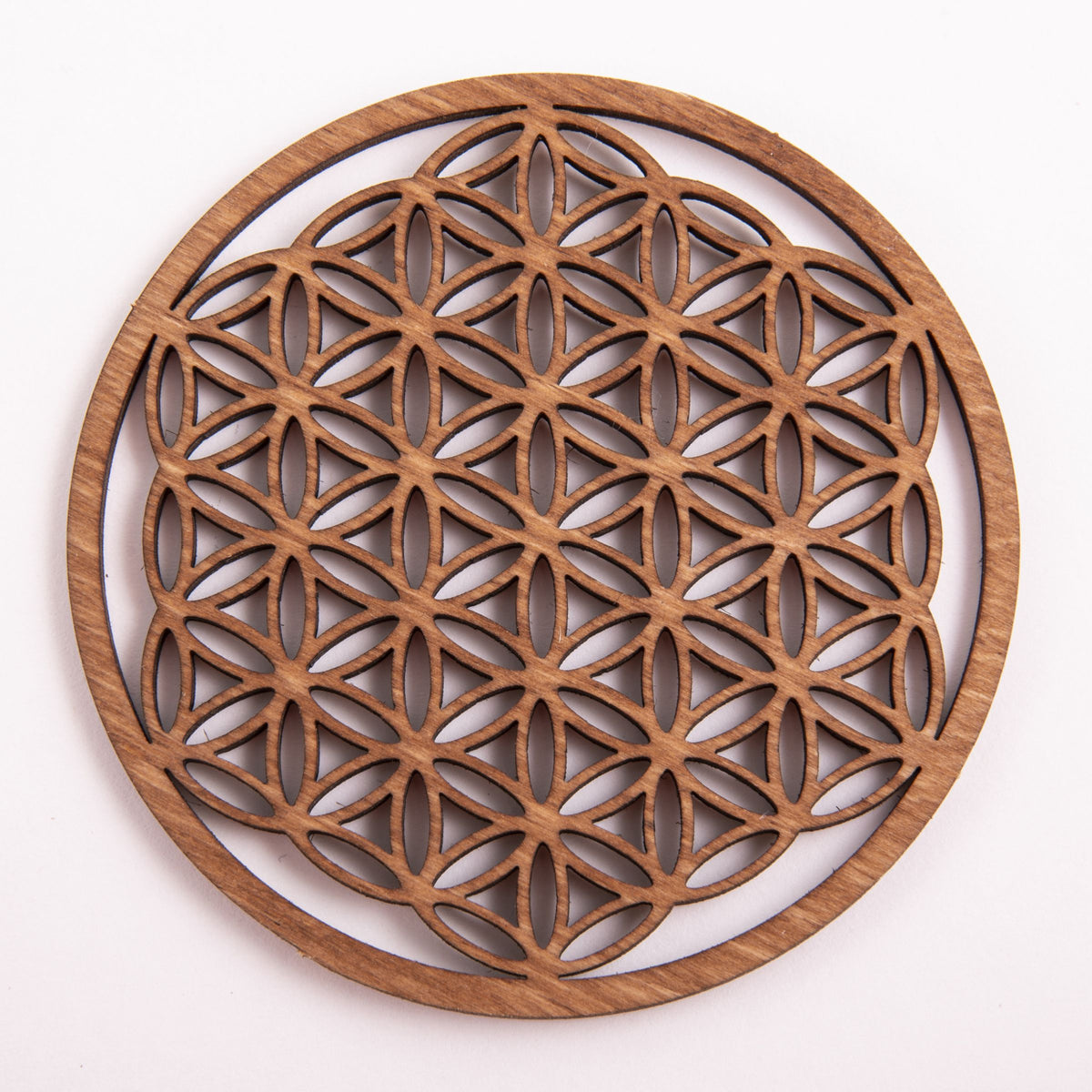Blume des Lebens 9 cm, dunkelbraun aus Holz – Seelenecho