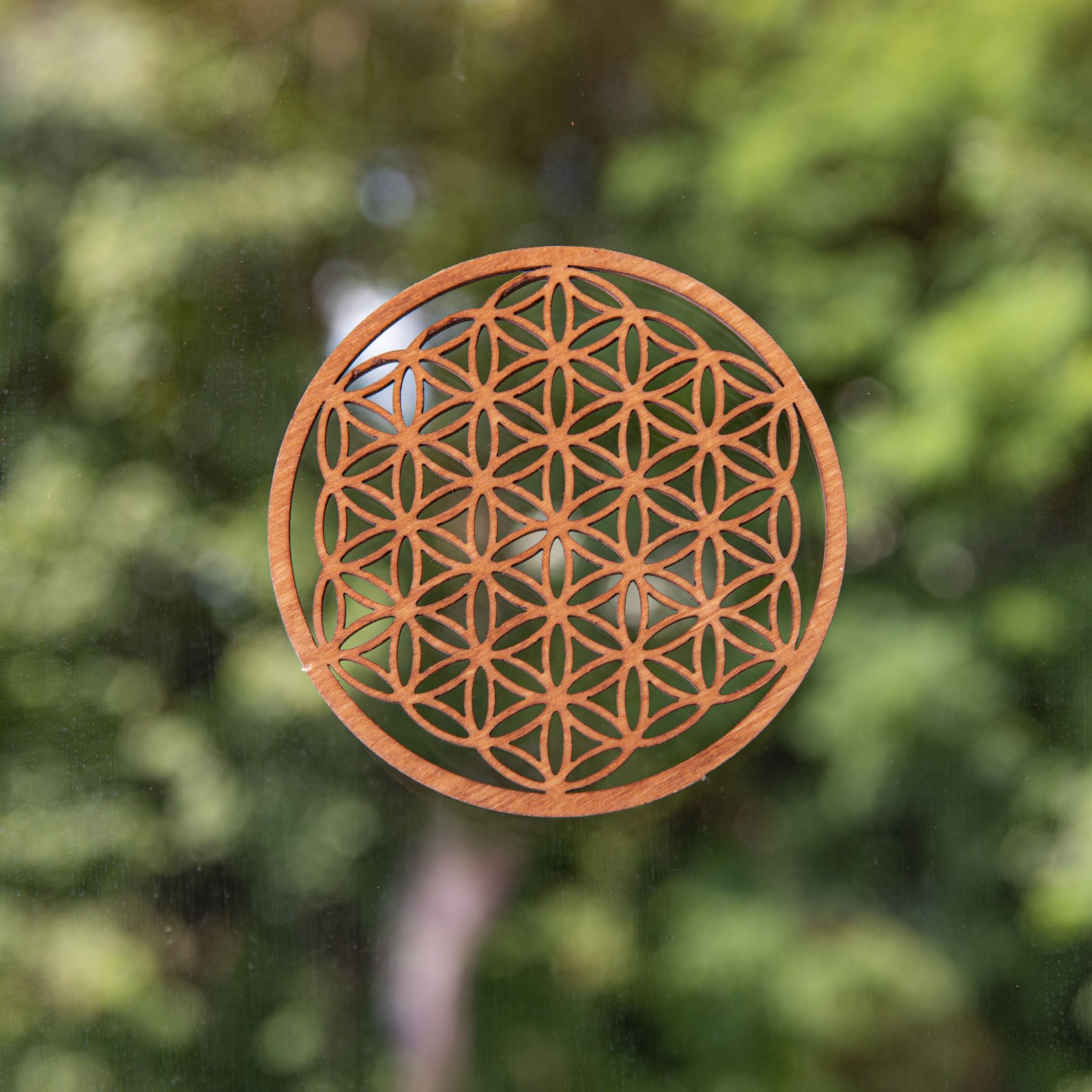 Blume des Lebens 9 cm, dunkelbraun aus Holz – Ansicht 2