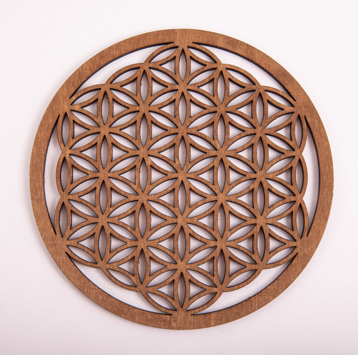 Blume des Lebens 14,4 cm, dunkelbraun aus Holz – Seelenecho