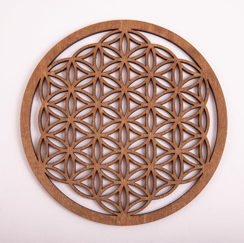 Blume des Lebens 14,4 cm, dunkelbraun aus Holz – Seelenecho