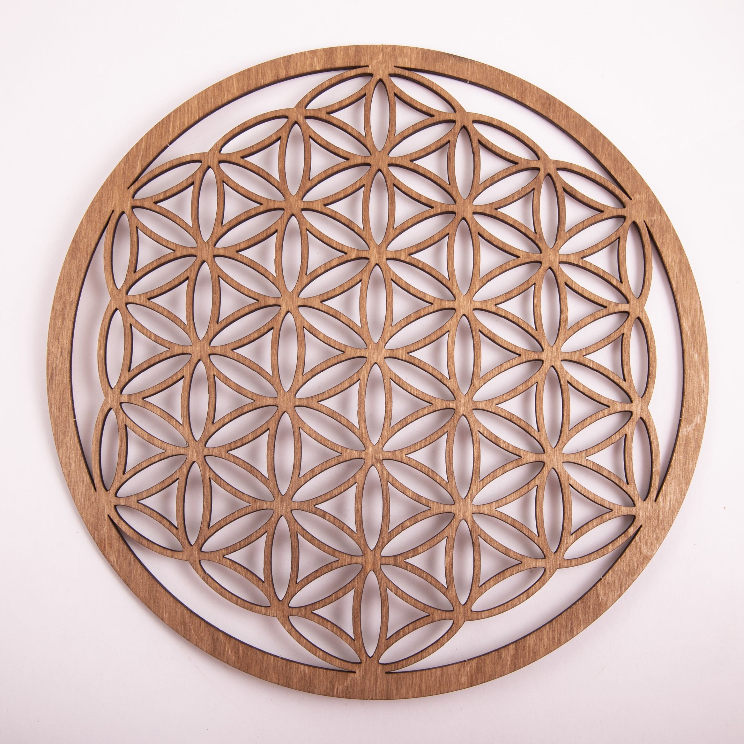 Blume des Lebens 28 cm, dunkelbraun aus Holz – Seelenecho