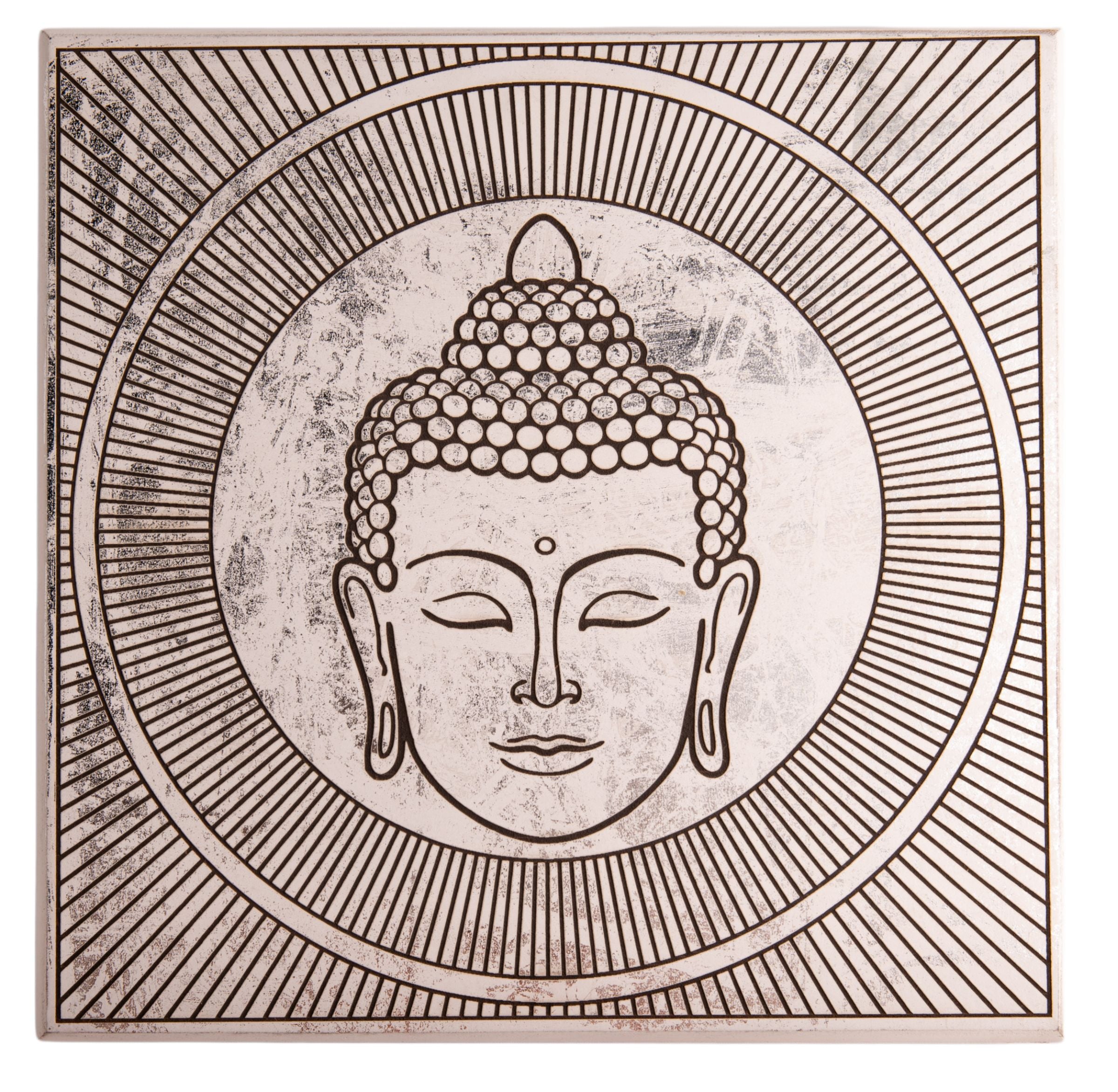 Energieplatte Buddha Weiß/Silber – Seelenecho