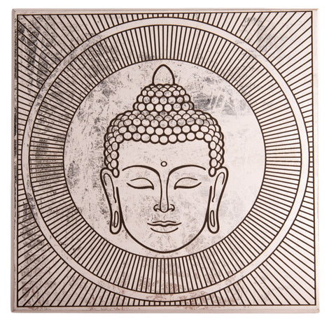 Energieplatte Buddha Weiß/Silber – Seelenecho