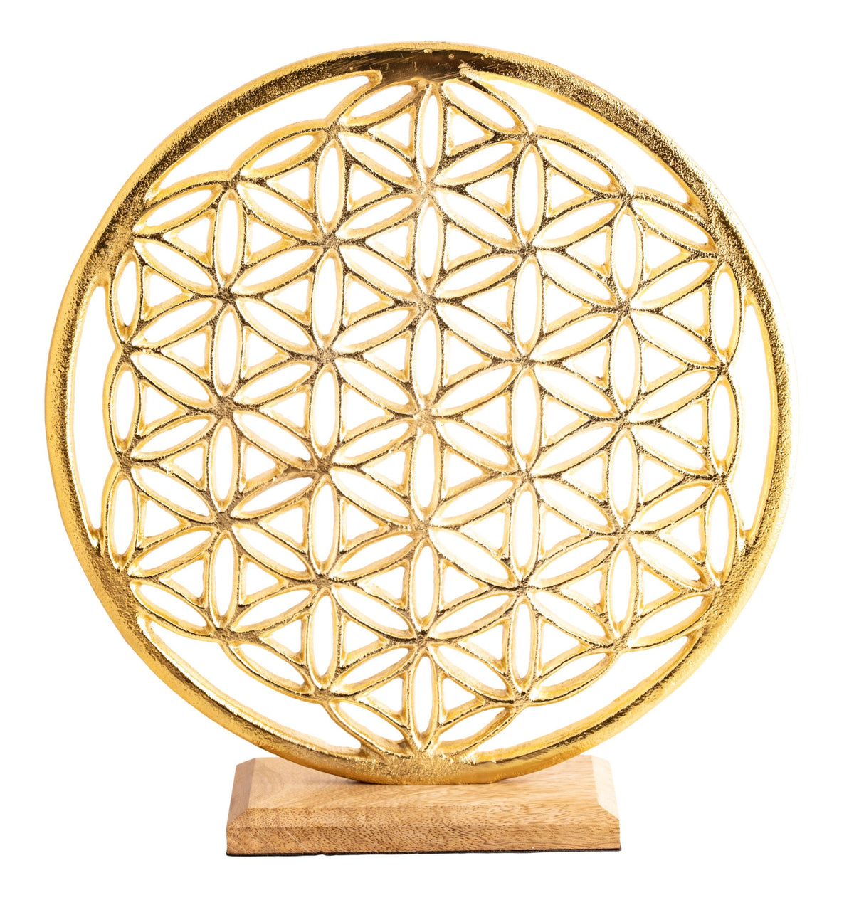 Blume des Lebens Gold Ambiente Element, Weißmetall goldfarben – Seelenecho