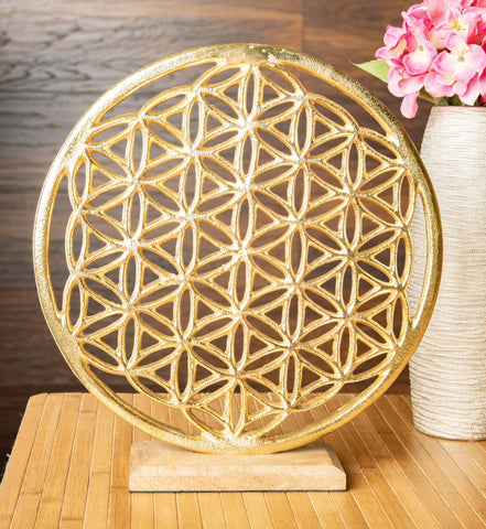 Blume des Lebens Gold Ambiente Element, Weißmetall goldfarben – Ansicht 2