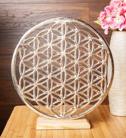 Blume des Lebens Silber Ambiente Element, Weißmetall – Ansicht 2