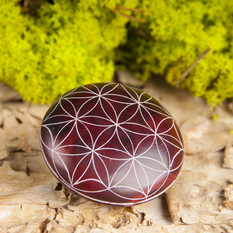 Handschmeichler Lebensblume, weinrot Speckstein – Seelenecho