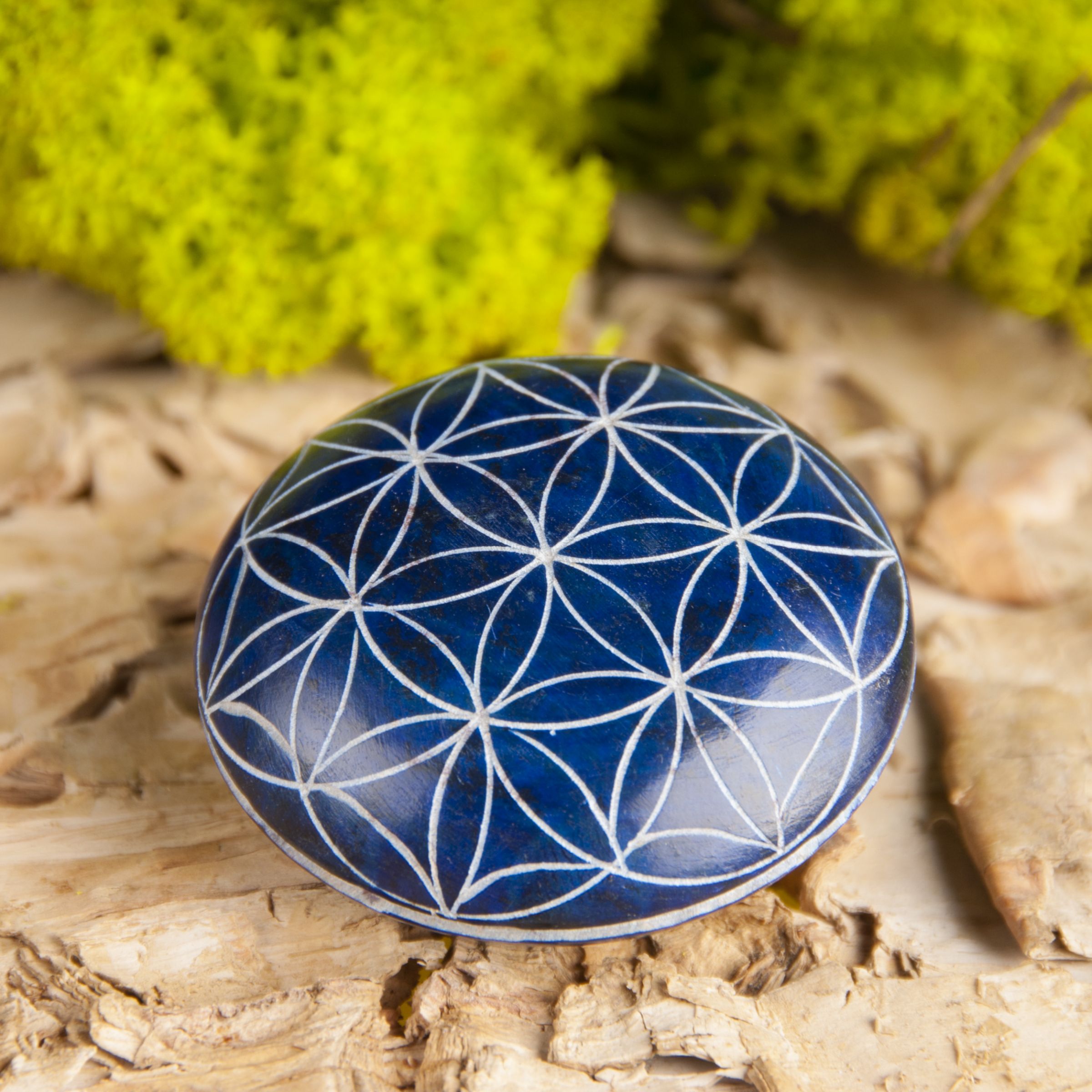 Handschmeichler Lebensblume, blau Speckstein – Seelenecho