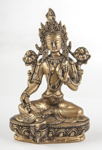 Grüne Tara, Messing, 21 cm hoch – Seelenecho