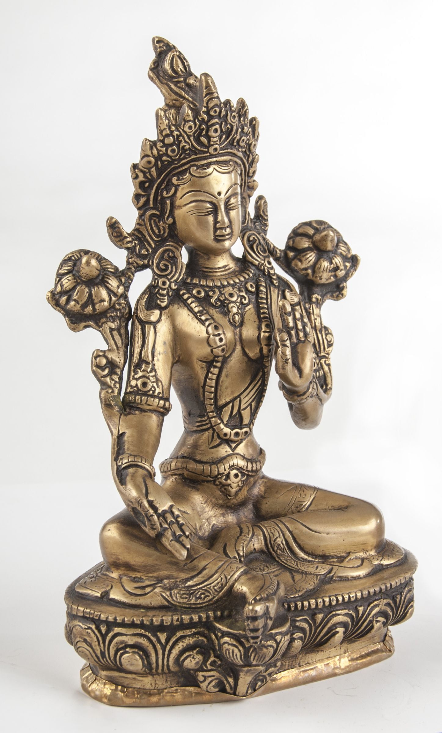 Grüne Tara, Messing, 21 cm hoch – Ansicht 2