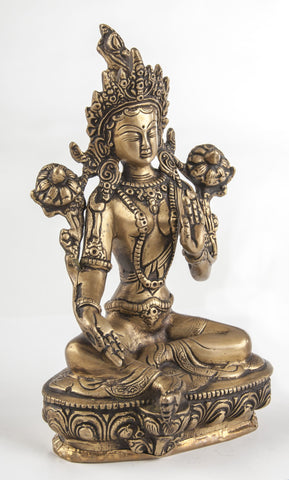 Grüne Tara, Messing, 21 cm hoch – Ansicht 2