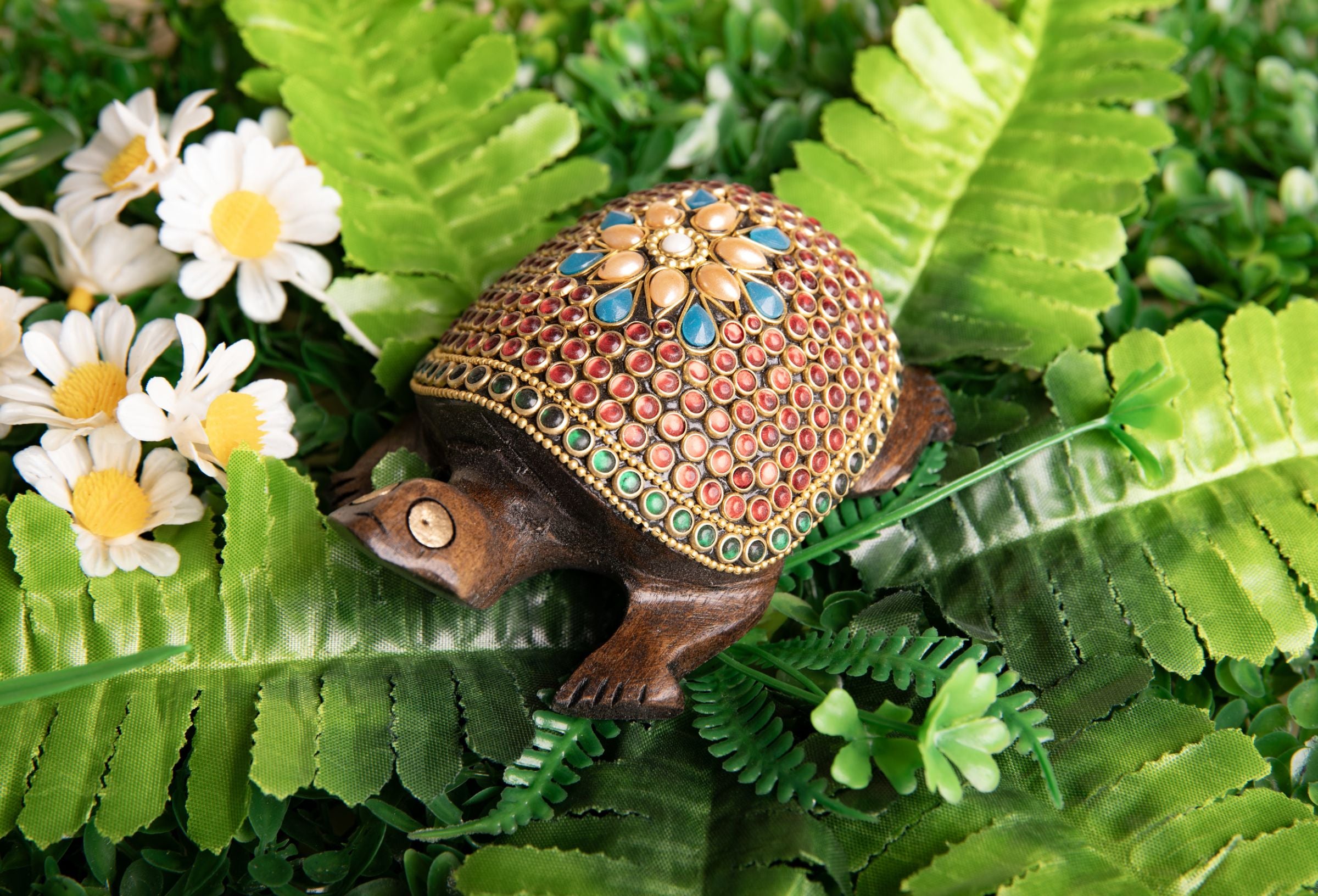 Zauberschildkröte, klein Eukalyptusholz mit Steinen – Ansicht 2