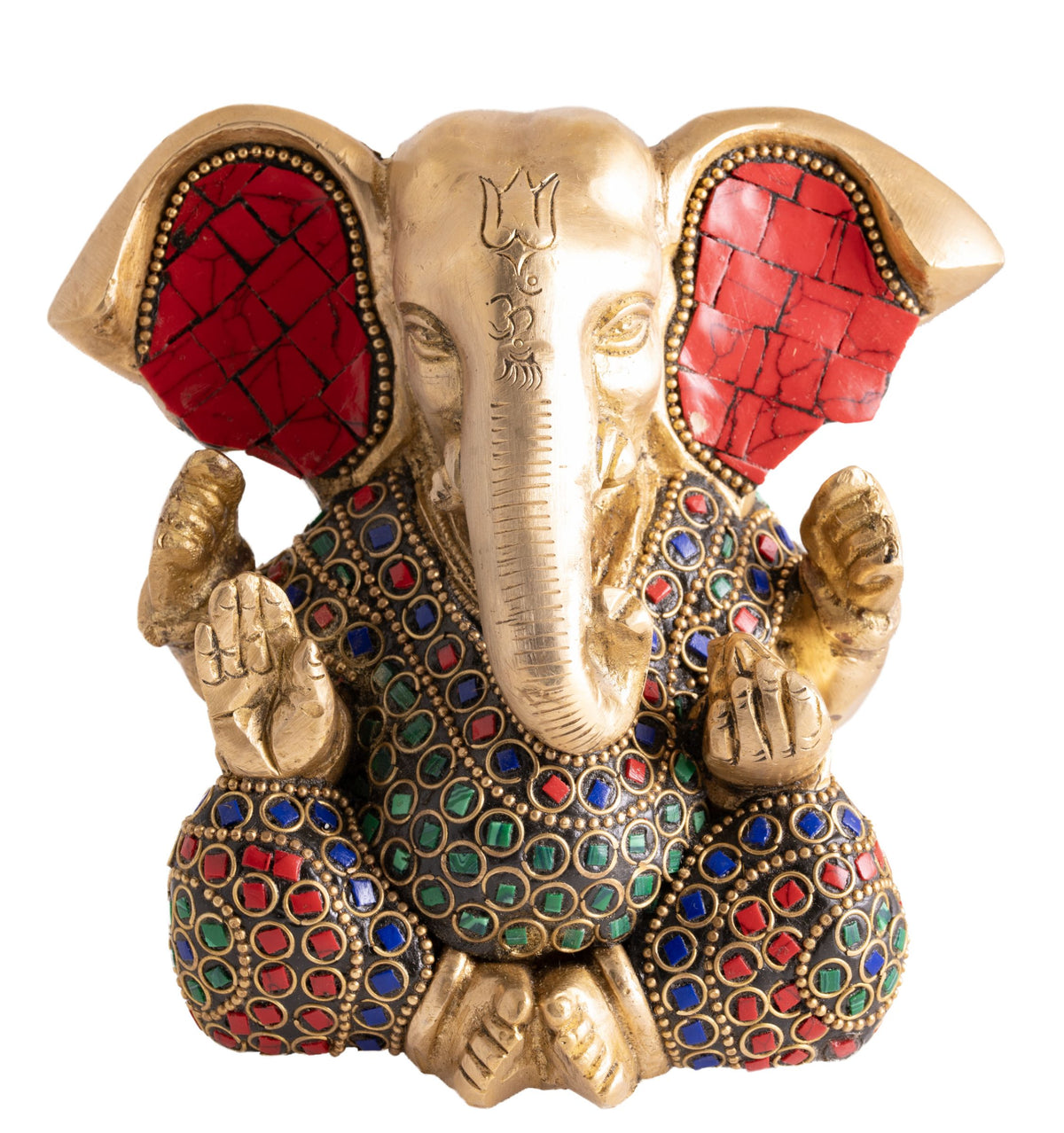 Ganesh mit Steinen Messing mit hochwertiger Steinkunst – Seelenecho