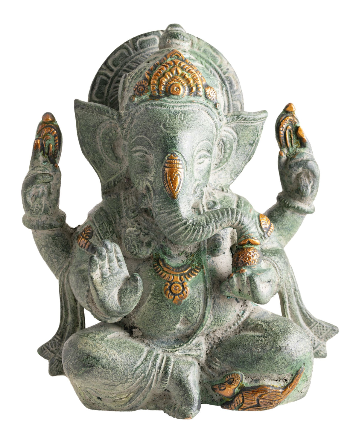 Ganesh Messing mit antik Grün und Gold Finish – Seelenecho