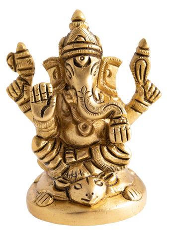 Ganesh mit Maus Messing in Gold matt finish – Seelenecho
