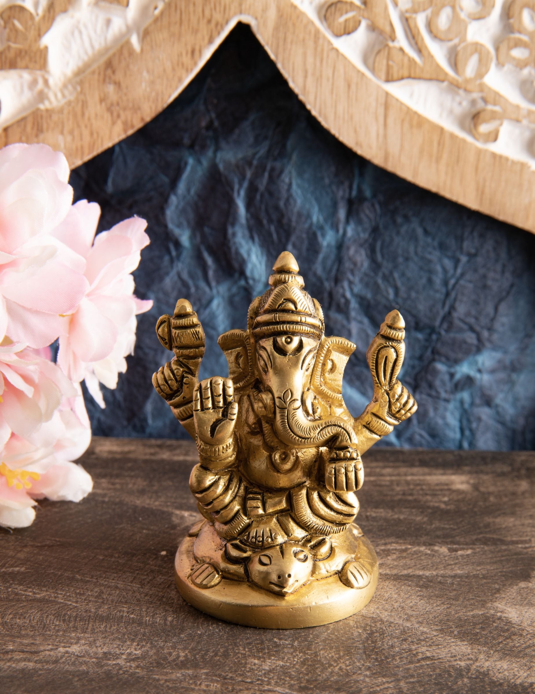 Ganesh mit Maus Messing in Gold matt finish – Ansicht 2