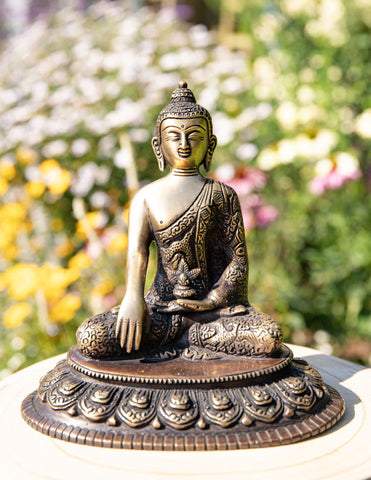 Buddha Shakyamuni Messing, antik braun Finish – Ansicht 2