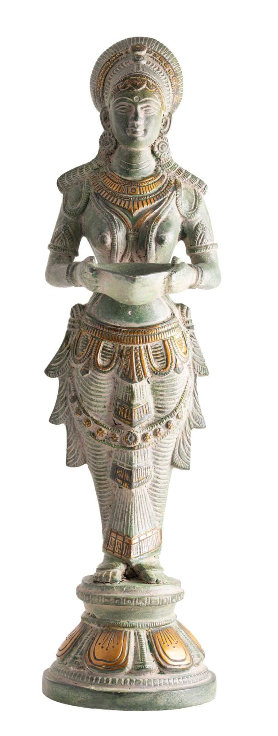 Lakshmi Messing, antik Sandstein grün mit Gold Finish – Seelenecho