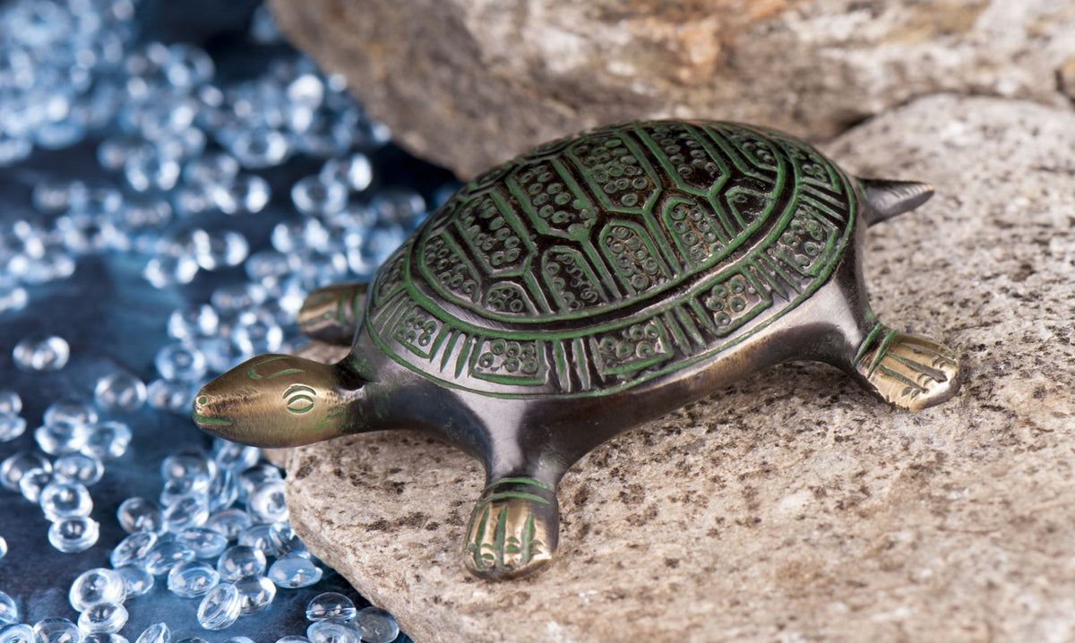 Schildkröte klein, 10,5 cm Messing antik – Seelenecho