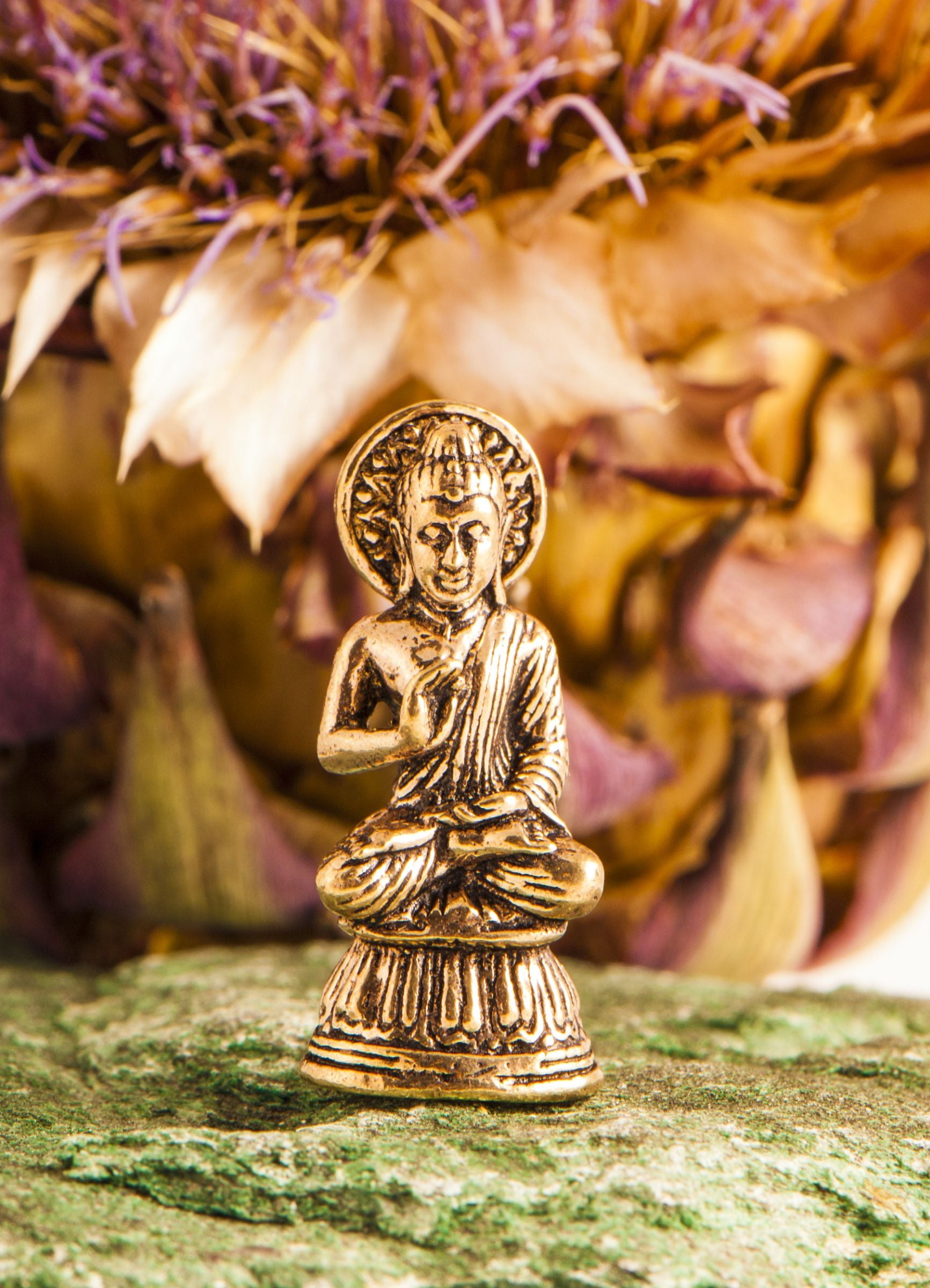 Segnender Buddha Miniaturfigur, Messing – Seelenecho