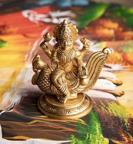 Lakshmi auf Pfau Messing, antik – Ansicht 2