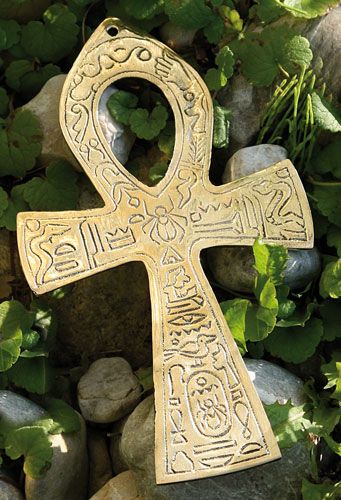 Ankh Messing, groß mit ägyptischem Symbol 19 cm – Seelenecho
