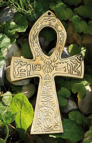 Ankh Messing, mittel mit ägyptischem Symbol 15 cm – Seelenecho