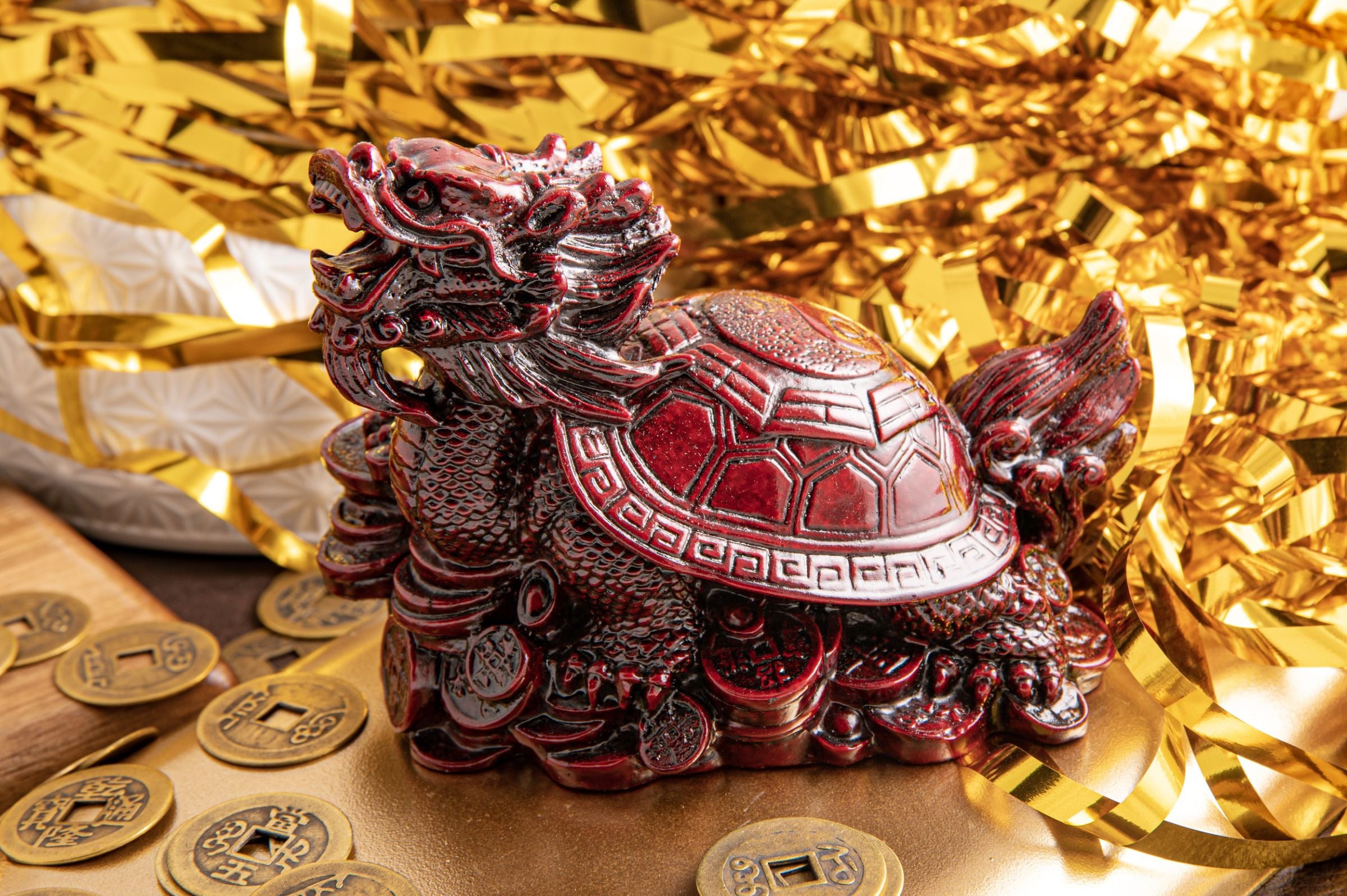Drachenschildkröte, rot Kunstharz – Seelenecho