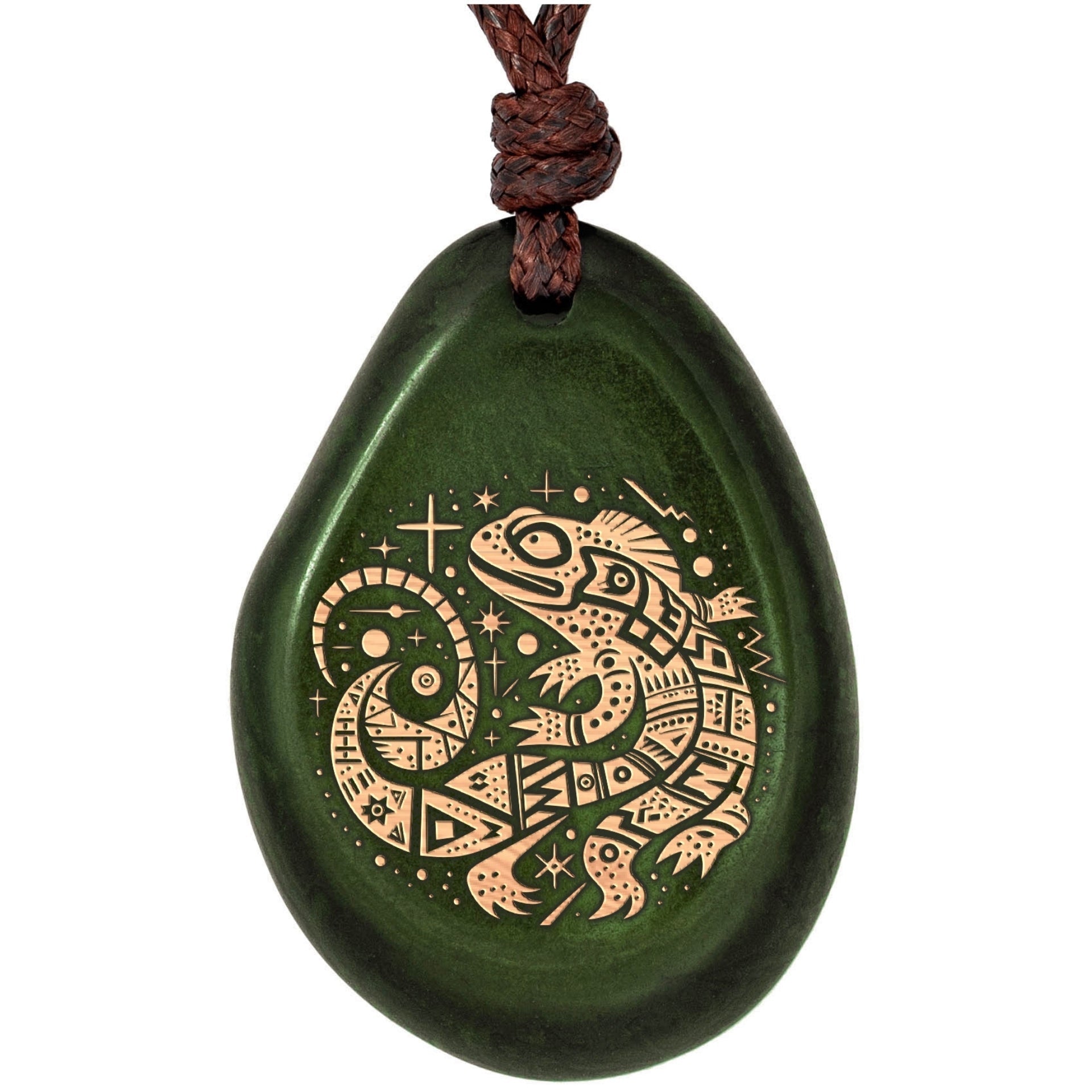 Taguanuss-Kette Grün Salamander – Seelenecho