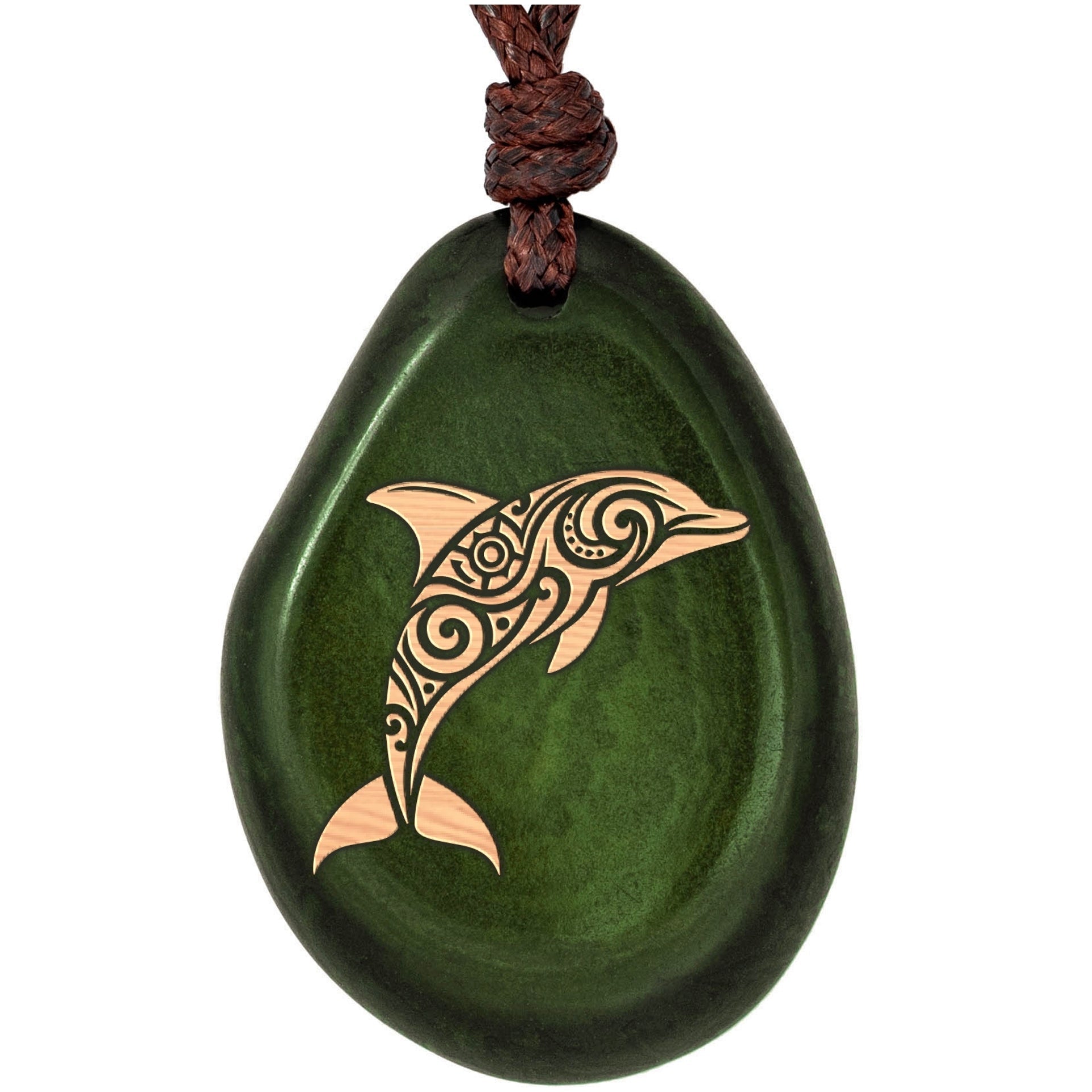 Taguanuss-Kette Grün Delfin – Seelenecho