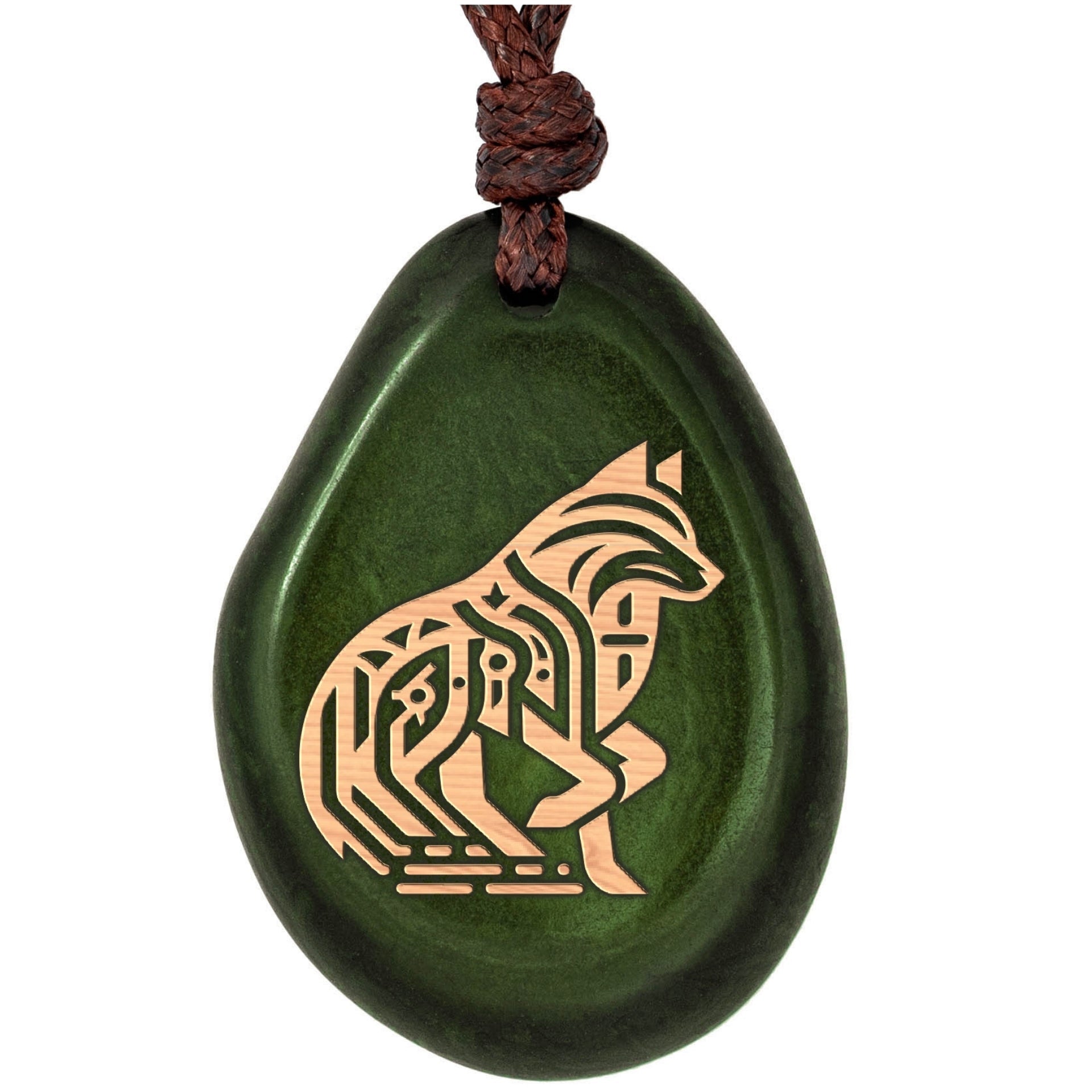 Taguanuss-Kette Grün Wolf II – Seelenecho