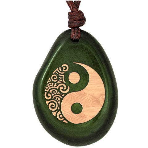 Taguanuss-Kette Grün Yinyang – Seelenecho